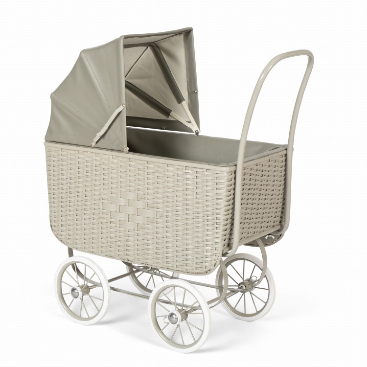 Wózek Doll Pram Retro Rattan, Grey