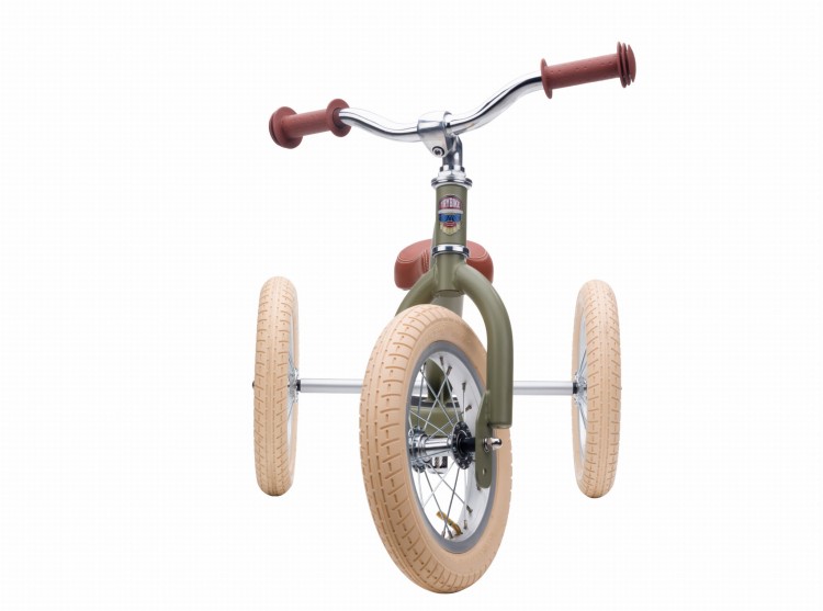 Pierwszy rowerek trójkołowy dziecięcy biegowy 2w1 zielony matowy Trybike