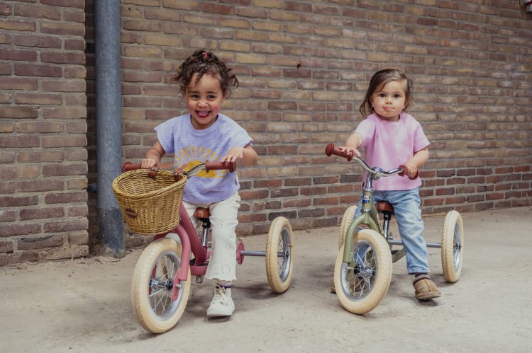 Pierwszy rowerek trójkołowy dziecięcy biegowy 2w1 zielony matowy Trybike