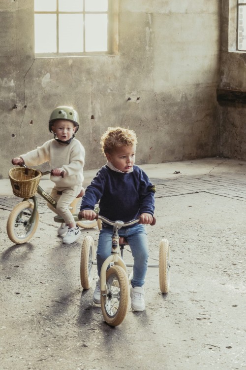 Pierwszy rowerek trójkołowy dziecięcy biegowy 2w1 kremowy matowy Trybike