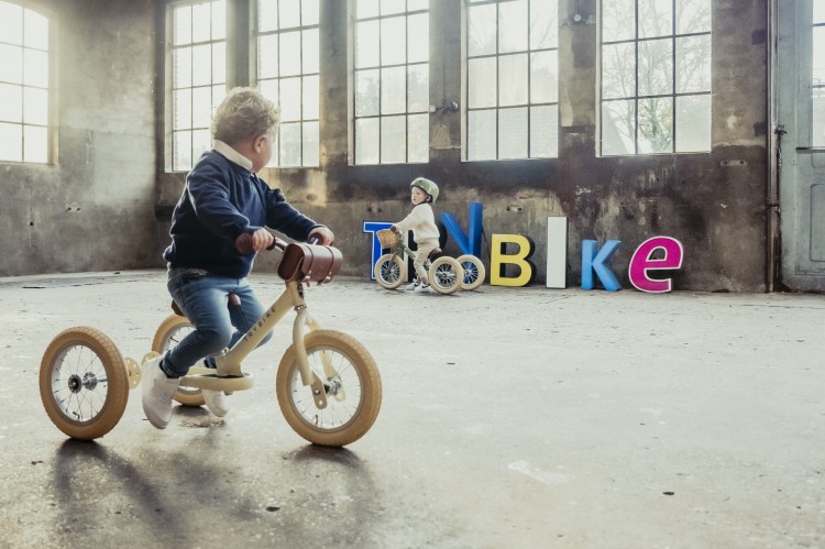 Pierwszy rowerek trójkołowy dziecięcy biegowy 2w1 kremowy matowy Trybike