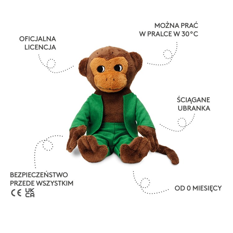 Maskotka małpka Pippi Langstrumpf Pan Nilsson 23 cm, przytulanka dla dzieci