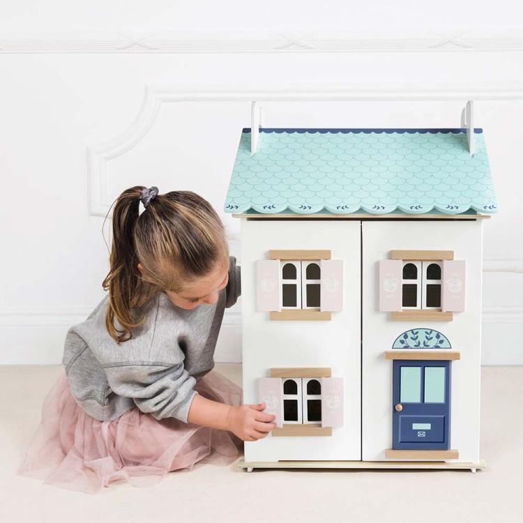 Drewniany domek dla lalek Bluebelle, zabawka dla dzieci, domki, Le Toy Van