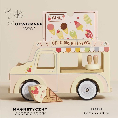 Drewniany samochód retro lodziarnia Dolly, zabawka dla dzieci, Le Toy Van