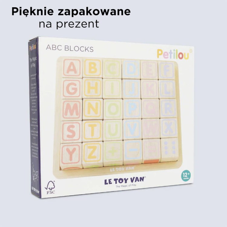 Drewniane klocki ABC zabawka edukacyjna dla dzieci, nauka liter, Le Toy Van