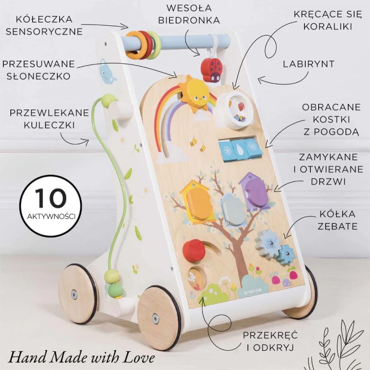 Drewniany chodzik edukacyjny, pchacz, sensoryczna zabawka dzieci Le Toy Van
