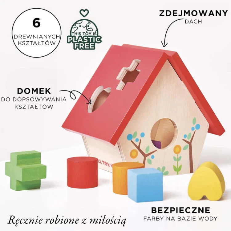 Drewniany sorter kształtów My little bird, zabawka edukacyjna, Le Toy Van