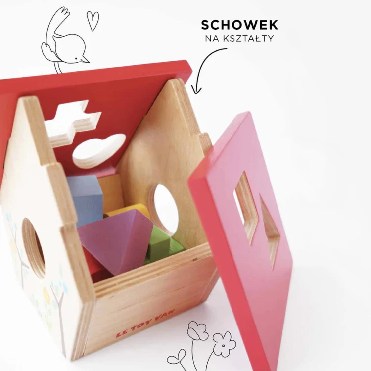 Drewniany sorter kształtów My little bird, zabawka edukacyjna, Le Toy Van