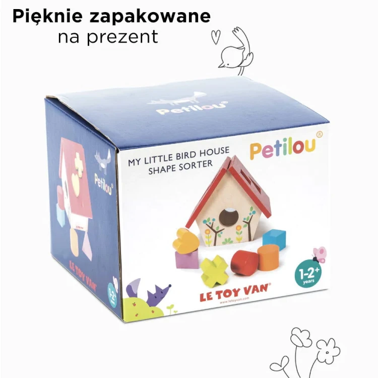 Drewniany sorter kształtów My little bird, zabawka edukacyjna, Le Toy Van
